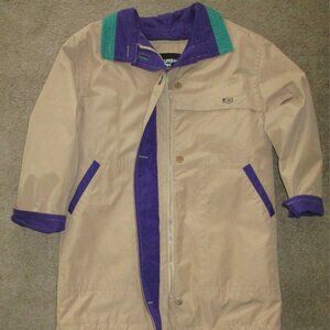 Vintage London Fog Lined Thinsulate  Jacket Men's Size S Tan/Purple/Turquoise